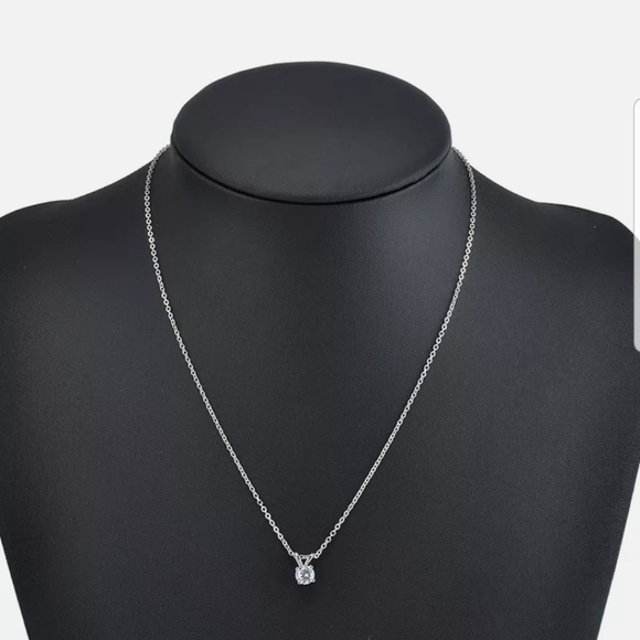 New Silver RHINESTONE round white crystal necklace - Picture 4 of 9